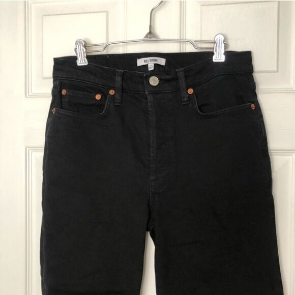 NWT RE/DONE × LEVI'S 70s Ultra High Rise Stove Pipe Straight Jeans Jet Black 29 - Picture 8 of 9